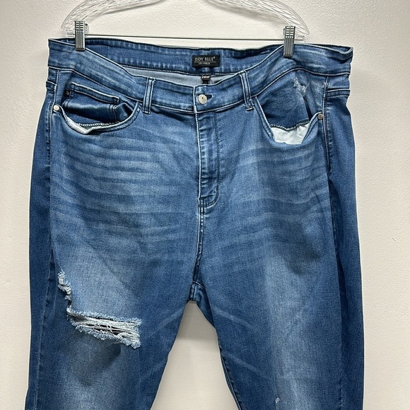 Judy Blue Skinny Jeans High Rise Denim Destroyed Hem Jean Blue Plus Size 24 24W - Picture 2 of 12